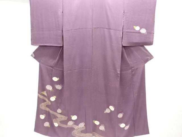 JAPANESE KIMONO / ANTIQUE KIMONO / SILK / MON KINSHA / SHIBORI / EMBROIDERY / MANJUKIKU